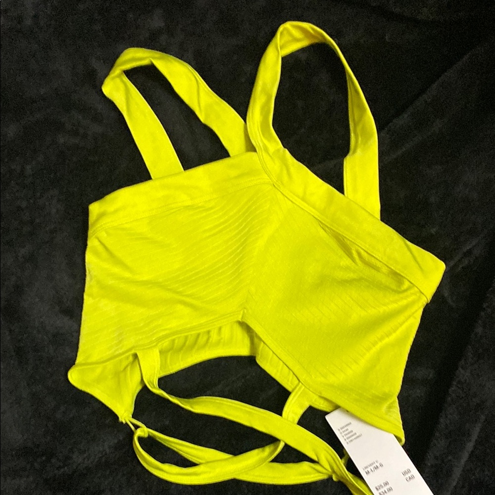 Urban Outfitters Yellow Crop Top with Cut-Out Design